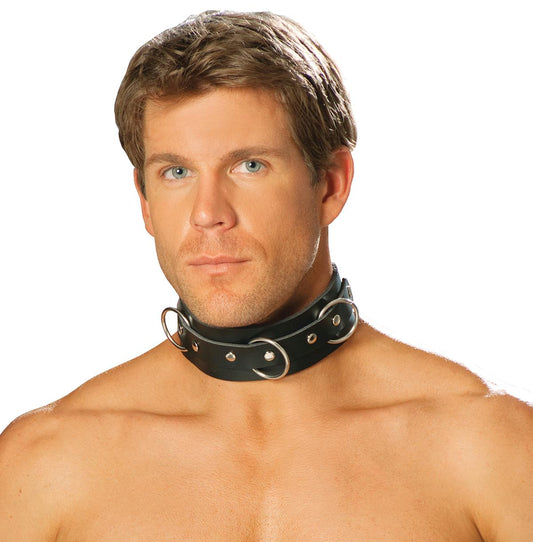 Leather Collar W/ 3 O Rings